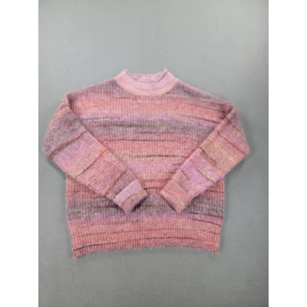 Christian Siriano Sweater Womens Medium Pink Striped Pullover Acrylic Soft Knit‎